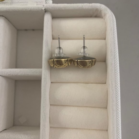 Titanium Post Gold Rose Earrings WOMENS - Picture 3 of 3